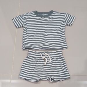 Carter's Green and White Striped Set